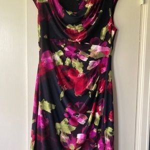 Lauren by Ralph Lauren impressionist floral cocktail sheath dress. Size 16.